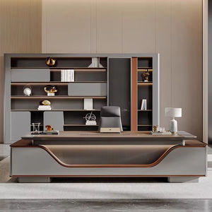 โต๊ะทำงานที่ทันสมัยหรูหราหรูหราหรูหราหรูหราสำหรับผู้บริหารไม้วีเนียร์สำหรับผู้จัดการทั่วไปสำหรับใช้ในบ้านสำนักงาน - Product Image 2
