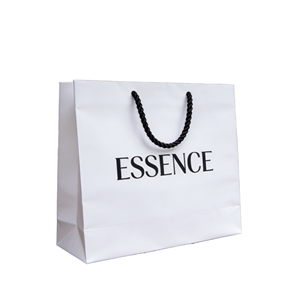 Sac shopping en papier blanc avec poignées torsadées, imprimé offset, style classique, recyclable, sac plat standard - Product Image 1