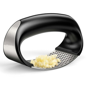 Stainless Steel Garlic Press Manual Curved Garlic Crusher Garlic Paste Maker Black Durable Hand Wash Only - Product Image 3