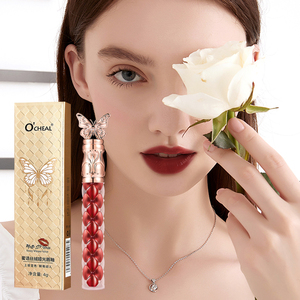 Nuevo lápiz labial esmalte de labios rojo mariposa bálsamo labial piel iluminadora blanca Mayorista mate Producción de pedidos pequeños - Product Image 6