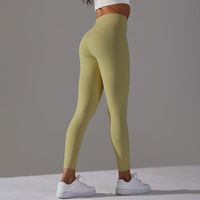 Capris de Yoga respirant sans muffin pour femme en polaire double face-Pantalon de Fitness serré à taille haute pour le levage des fesses