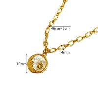 Collier pendentif rond vintage soleil et lune, bijoux pour hommes et femmes, acier titane plaqué or 18 carats
