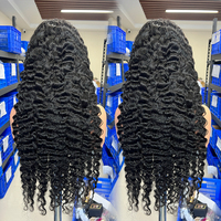 Perruque bouclée naturelle en cheveux vietnamiens bruts, densité 180%, 32 pouces, style birman, avec dentelle frontale HD complète pour femmes noires