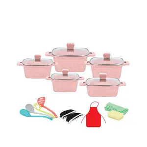 Rivestimento in marmo Granit pressofusione carsseruole non sitck set da cucina set da cucina 10 pz pentole da cucina con coperchio