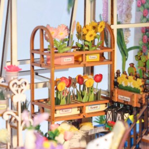 Hongda Venta caliente M2313 Garden House Wooden Book Nook Diy Kit de Rincón de libro en miniatura con luz - Product Image 3