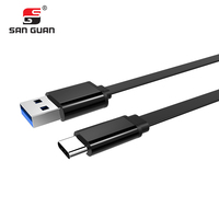 Cable USB Tipo-C Macho-Macho de Alta Velocidad de 1m con Logotipo OEM, Carga Rápida de 3A, Cable Plano de Aluminio y PVC con Blindaje Trenzado para Computadora, 1 Año de Garantía