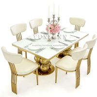 Miroir de table de mariage de luxe moderne, dessus en verre, acier inoxydable, meubles de salle à manger pour restaurant et hôtel, banquet