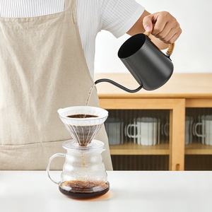 0.35/0.6L, Black Color, <b>Long</b> Narrow Drip Cup Gooseneck Stainless Steel Pour Over Coffee Kettle - Product Image 6