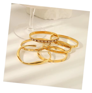 Brazalete de Moda para Chicas, Diseño Moderno, Chapado en Oro de 18K, Acero Inoxidable con Diamantes, Joyería de Moda - Product Image 1