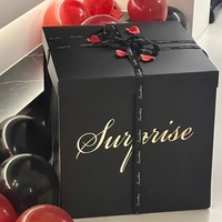Boîte surprise extra large de 70 cm, design à ouverture automatique, dissimule une personne, idéale pour anniversaire/proposition de mariage/anniversaire de mariage (rose/noir/blanc)