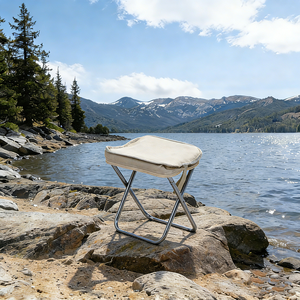 Mini tabouret pliant carré Entai personnalisé, ultraléger, en métal et polyester, portable, moderne, pour jardin, salle à manger, salon, petit meuble pliable - Product Image 5