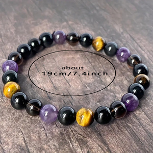 Pulsera de Piedras Naturales Mixtas al por Mayor, Pulsera Elástica Duradera de Amatista y <span class=keywords><strong>Jade</strong></span> para Mujer, Joyería de Gemas Curativas - Product Image 3