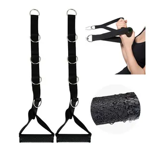Adjustable 5 in 1 Strong Nylon Webbing Custom Heavy Duty Exercise Handles Cable Machine Attachment Handles Gym Handles Cable