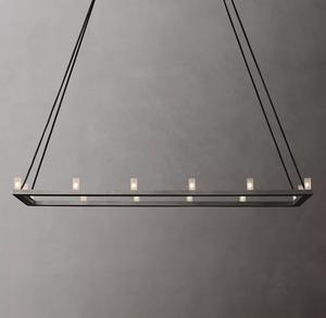 Lustre rectangulaire <span class=keywords><strong>Rennes</strong></span>, style industriel rétro, luminaire de plafond, éclairage pour hôtel, salon, décoration. Luminaire suspendu 48 pouces CZ2878/14 - Product Image 1