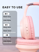 Wireless Pink Headphones BT5.3 TWS Over-ear Headphones olahraga lari Gaming dengan 3.5mm Headset Audio