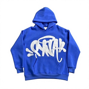 เสื้อฮู้ดสีน้ำเงินแบบยูนิเซ็กซ์ พิมพ์ลายโลโก้ สไตล์สตรีทแวร์ ทรงปกติ แขนปกติ เหมาะสำหรับใส่ในฤดูใบไม้ร่วง ผลิตจากผ้าฝ้าย 100% เฟรนช์เทอร์รี่ - Product Image 3