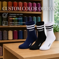 Chaussettes de sport en fibre de bambou rayées personnalisées pour hommes, respirantes, tricotées, pour le tennis, l'entraînement sportif en plein air et la salle de sport