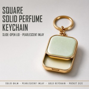Porte-clés personnalisé rechargeable pour <span class=keywords><strong>parfum</strong></span> solide doré, avec couvercle coulissant et incrustation nacrée, format de voyage, étui à baume de poche - Product Image 2