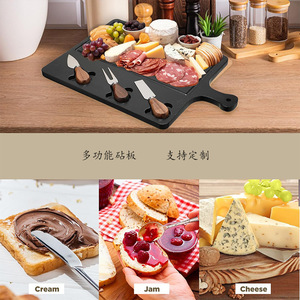 Tabla de cortar de bambú transfronteriza de 16 pulgadas con asa, ideal para mantequilla y frutas, con juego de cubiertos personalizado. - Product Image 2