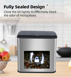 Poubelle de cuisine murale suspendue pour l'intérieur, avec couvercle, en acier inoxydable, poubelle en métal pour la cuisine - Product Image 5