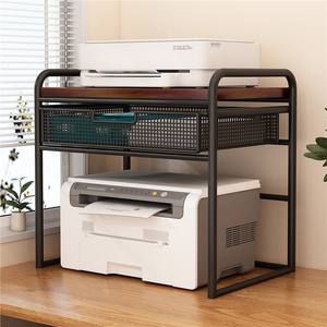 Support d'imprimante minimaliste pour bureau, organisateur de bureau à double niveau avec panier pour imprimante, copieur et fournitures - Product Image 4