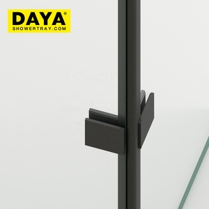 Puertas deslizantes de <span class=keywords><strong>ducha</strong></span> para Hotel, carcasa de baño para Villa en casa, cabina de <span class=keywords><strong>ducha</strong></span> de aluminio negro deslizante, pantalla de puerta de <span class=keywords><strong>ducha</strong></span> de vidrio de 8mm - Product Image 5