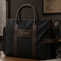 Bolso de Hombro Grande para Hombre, Personalizable con Logotipo, de Lona Encerada Vintage con Detalles en Cuero PU, Multibolsillos, para Portátil y Trabajo, OEM/ODM Disponible
