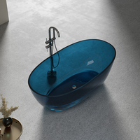 Baignoire autoportante rectangulaire moderne en résine transparente écologique blanche 1400*780*560mm avec renfort en résine, facile à nettoyer