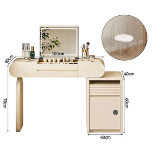 Home Furniture Wooden Makeup <strong>Vanities</strong> Dresser Bedroom <strong>Vanity</strong> Storage Girls White Dressing Table <strong>with</strong> Lights Mirror and <strong>Chairs</strong> - Product Image 6