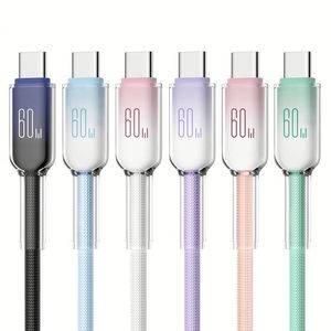 Transparent Crystal Fast Charging Type c Nylon Braided 60W Type C to C Data <b>Cable</b> Mobile Accessories Charger <b>Cable</b> - Product Image 5