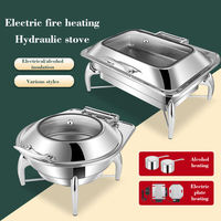 Plat de service chauffant de luxe en acier inoxydable à température contrôlée par induction, ensemble buffet 9L