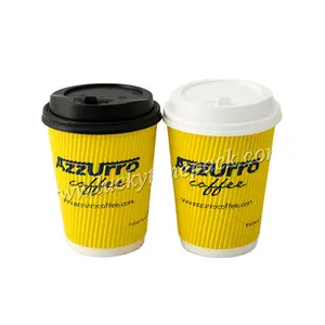 Luckytime이 설계 한 일회용 맞춤형 인쇄 리플 벽 컵 뜨거운 마시는 커피 컵을 위한 종이컵