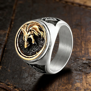 Men's <b>Wolf</b> Head <b>Ring</b> Stainless Steel 3D Embossed Gold Index Finger <b>Ring</b> Gift Jewelry - Product Image 4