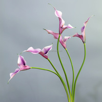 JM013 Décoration de mariage, fleurs artificielles Calla Lilies blanches et violettes en EVA, 2 têtes, effet réaliste, pour la décoration de la maison