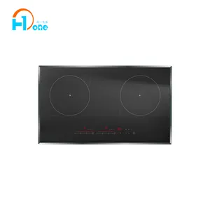 H-one Ultra Slim Black Glass Half-Bridge Inverter Double Induction Cooker Built-in