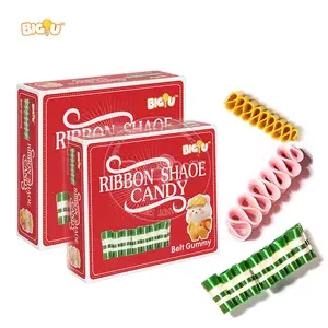 Christmas Candy Factory Custom Holiday Thin Peppermint Ribbon Shape Candies Hard Candy