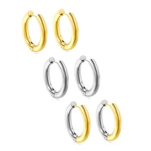 Stylish Jewelry 316L Stainless Steel Wholesale 18K Gold Plated Non Tarnish Simple <b>Fashion</b> Wedding Party <b>Hoop</b> <b>Earrings</b> for Women - Product Image 5
