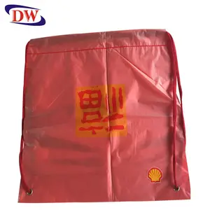 orange colored customized logo printed pull rope drawstring backpack gym Marathon sport promotion plastic bag