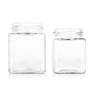 Low Moq 50ml 100ml 200ml 280ml 380ml 500ml 730ml Wide Mouth Kitchen <b>Pickles</b> Honey Spice Coffee Bean square Glass <b>Jar</b> with Lids - Product Image 3