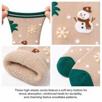 Chaussettes de Noël en coton chaud à motif personnalisé, fabricant en gros de chaussettes cadeaux de fêtes, respirantes, rembourrées en tissu éponge pour femme, hiver