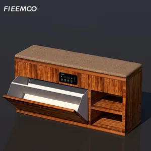 FIEEMOO Luxury Wooden Style Multifunctional Organised Shoe Bench With Soft Seat Big Shoe Box Storage With Deodorizer