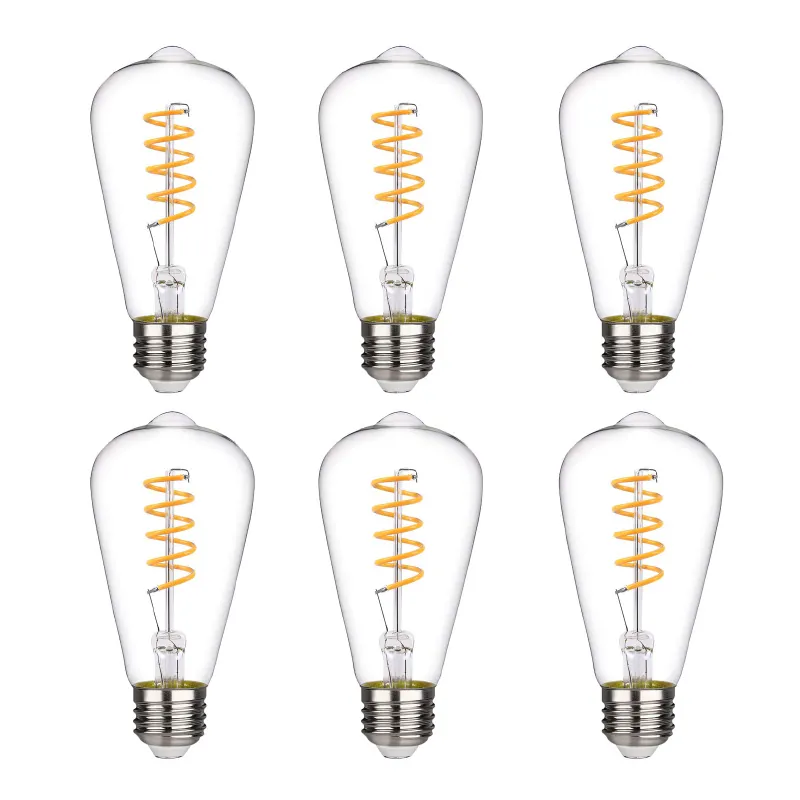 Ampoule LED Vintage Edison, lumière à Filament à spirale Flexible, Style Antique, ST19(ST64) 450LM E26, 4.5w