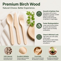 Fourchettes en bois jetables en vrac, tailles assorties 115 mm 200 mm, en bois de bouleau, couverts biodégradables, écologiques, vente en gros