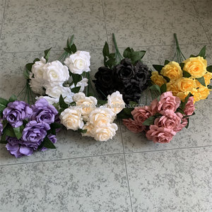 E-972 <span class=keywords><strong>Flores</strong></span> <span class=keywords><strong>de</strong></span> Seda Hechas a Mano Ecológicas y Coloridas al por Mayor, Ramos <span class=keywords><strong>de</strong></span> Rosas Artificiales <span class=keywords><strong>de</strong></span> 9 Cabezas - Product Image 2