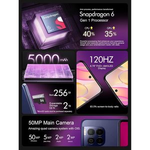 Teléfono Inteligente Desbloqueado T-Mobile Revvl 7 Pro 5G, 256 GB, Azul Azurita, Pantalla FHD de 6.5 Pulgadas y 120 Hz, Android 13, Ocho Núcleos, 8 GB de RAM - Product Image 2