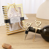 Ensemble cadeau créatif de bouchon de bouteille de vin en alliage de zinc en forme de cœur et tire-bouchon pour mariage, fournisseur Shunstone