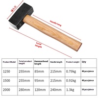 Marteau pour l'artisanat de la pierre Marteau forgé carré avec manche en bois Marteau lourd industriel Odm Hickory Wood 1 an.