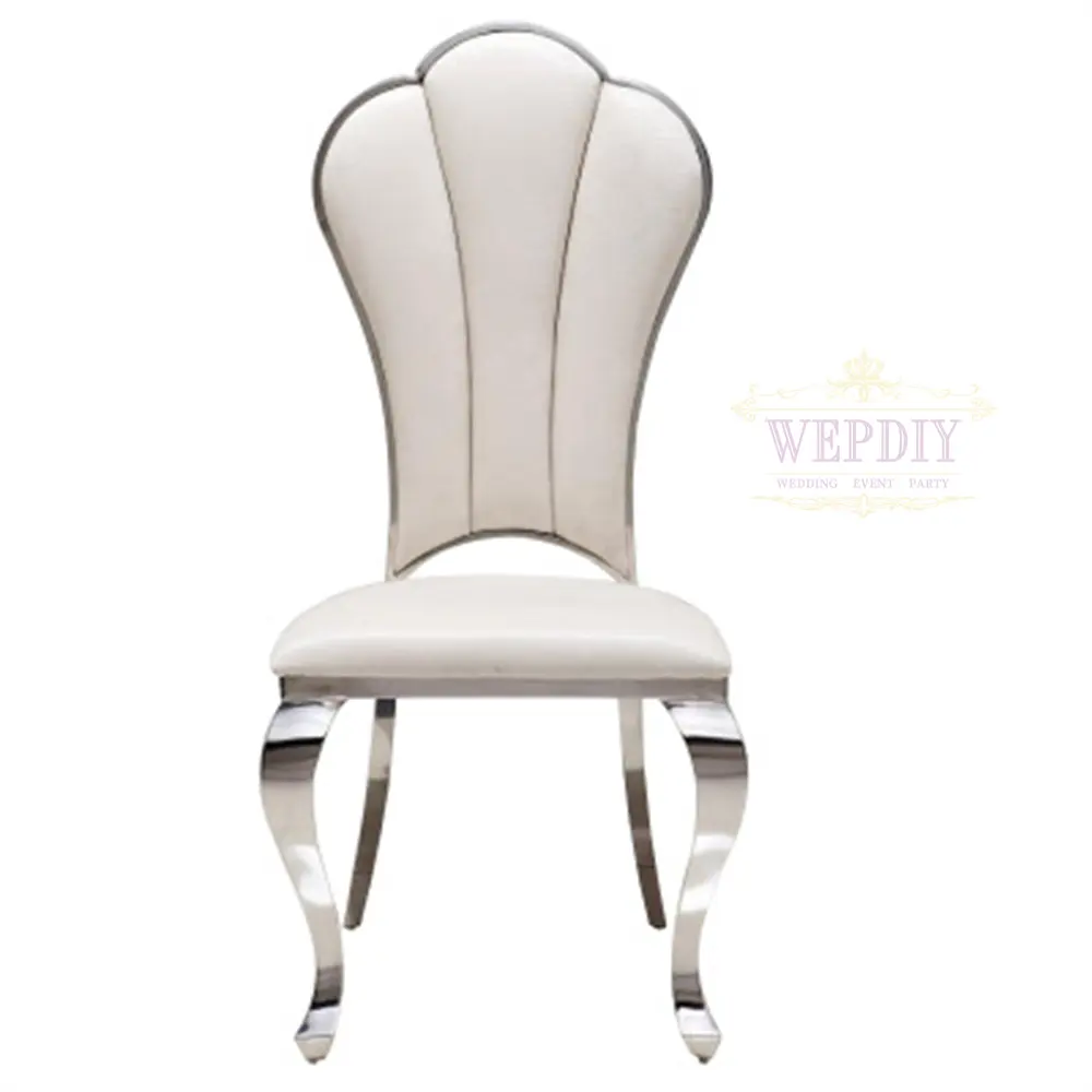 Luxury Interior Home Sliver Frame White Cushions Living Room Cafe Dining Table Dining Chairs