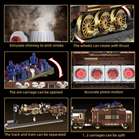 Tren Eléctrico Creativo con Motor de Vapor, Vehículo de Transporte, Bloques de Construcción MOC, Juguete de Ensamblaje para Niños de 5 a 7 Años, Plástico