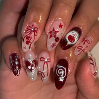 Offre Spéciale – Faux Ongles Style Français Rouge Cerise – Ongles Artificiels en ABS Couverture Complète – Fabriqués en Chine – Vente en Gros pour Filles